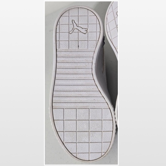 Puma Shoes Kids Size 12.5 White Leather Black Carina Lift Graphic Platform Youth - Picture 12 of 14